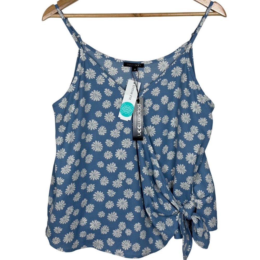 NWT Papermoon Conway Faux Wrap Blouse Cami Floral Women Medium Blue Cottagecore